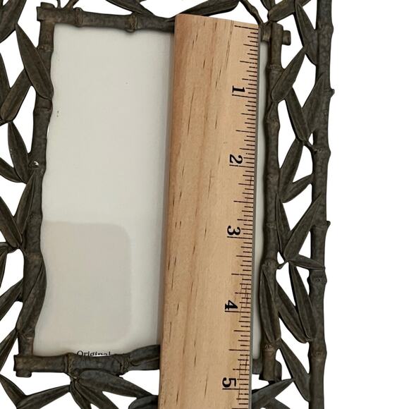 Vintage Faux Bamboo Cast Metal Picture Frame Dark Gray Metal Made in Taiwan ROC - Picture 10 of 10